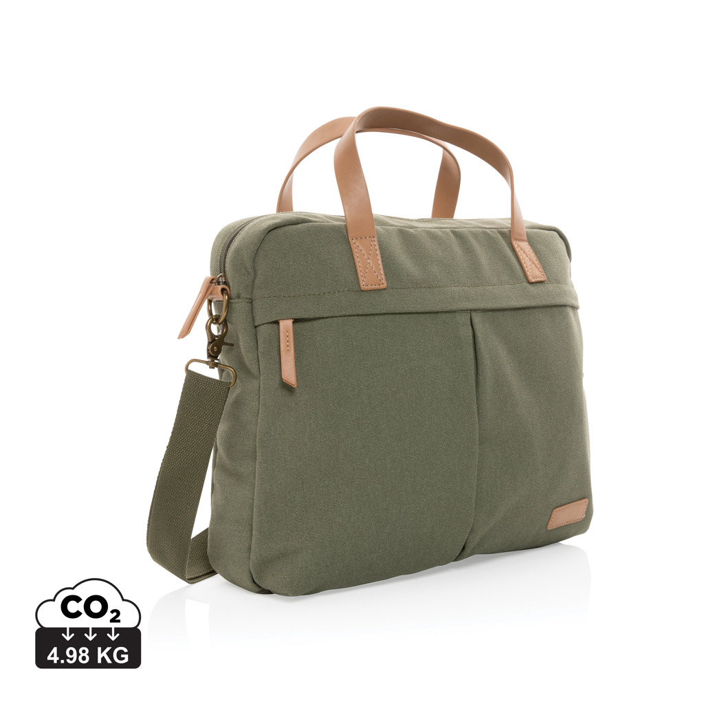 Sac ordinateur 15.6" promotionnel en toile recyclée Impact Vert 